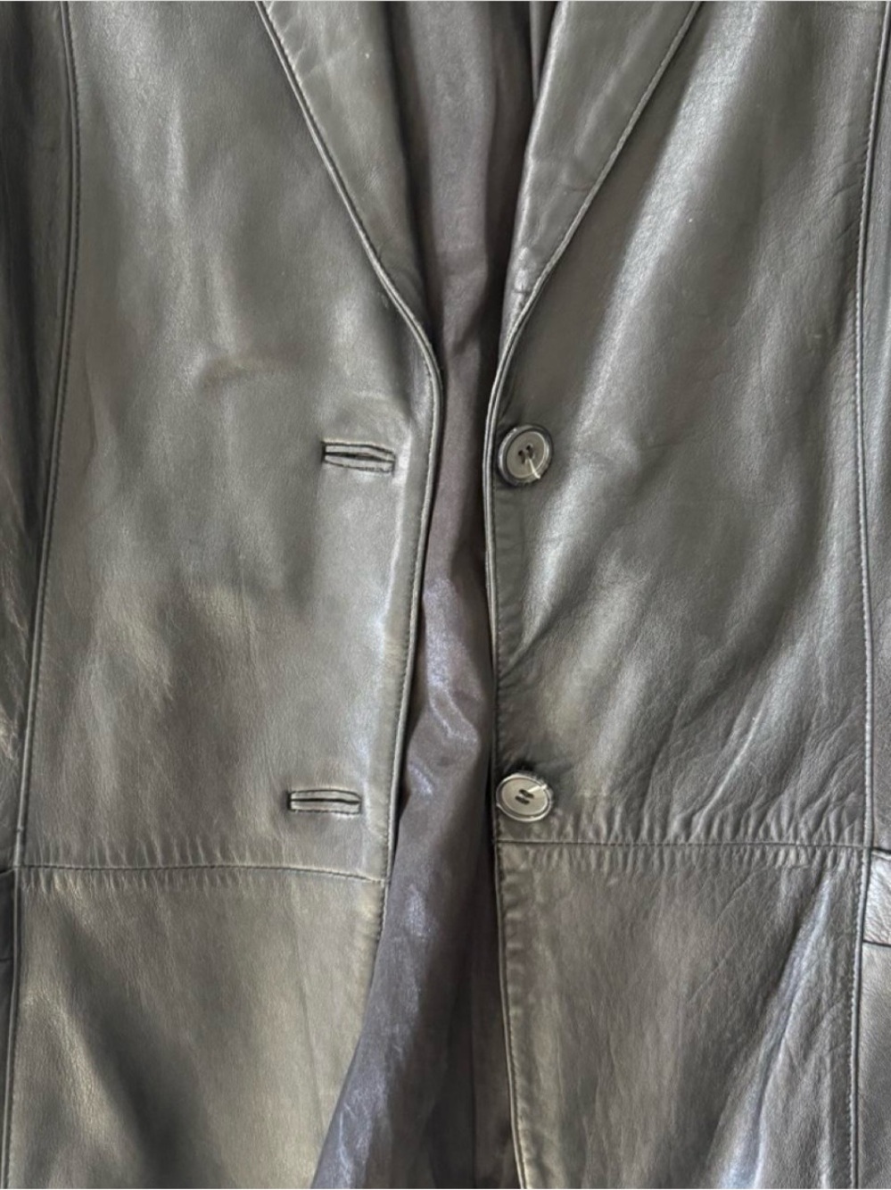 Classic Black Leather Blazer Jacket - Picture 5 of 6